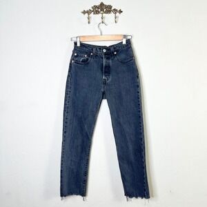 Levis 501 Crop High Rise Straight Leg Lady Crush Gray Jeans 36200-0107‎ Size 24